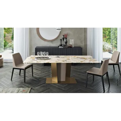 Zdjęcie Luksusowy włoski stół - metalowa podstawa, marmurowy blat