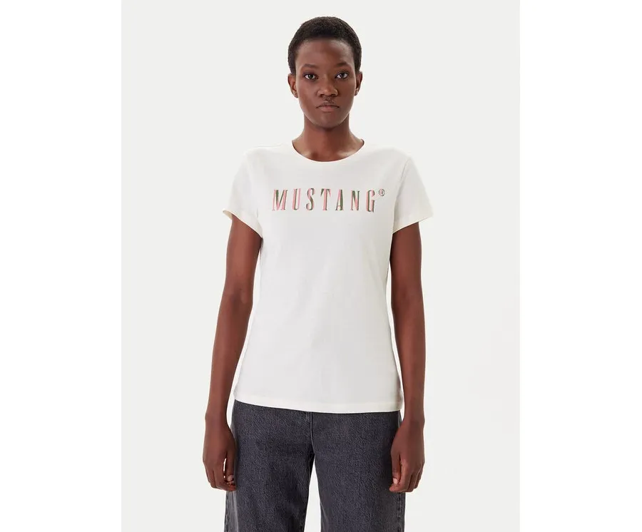 obrazek 1 Mustang T-Shirt Loa 1016146 Écru Slim Fit