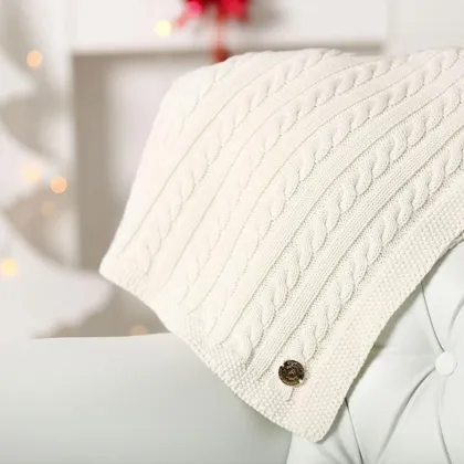 Zdjęcie Kocyk Vienne z wełną merino Ecru