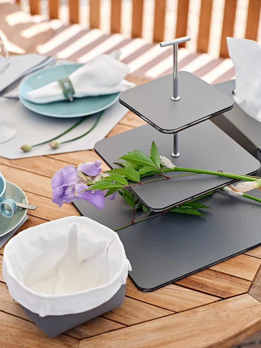 obrazek 4 Piękny skórzany koszyk Flora w kolorze szarym