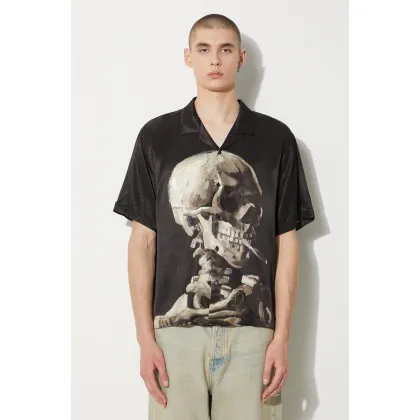 Zdjęcie STAMPD koszula Skeleton Camp Collar Buttondown męska kolor czarny relaxed SLA-M3142BD-SKL