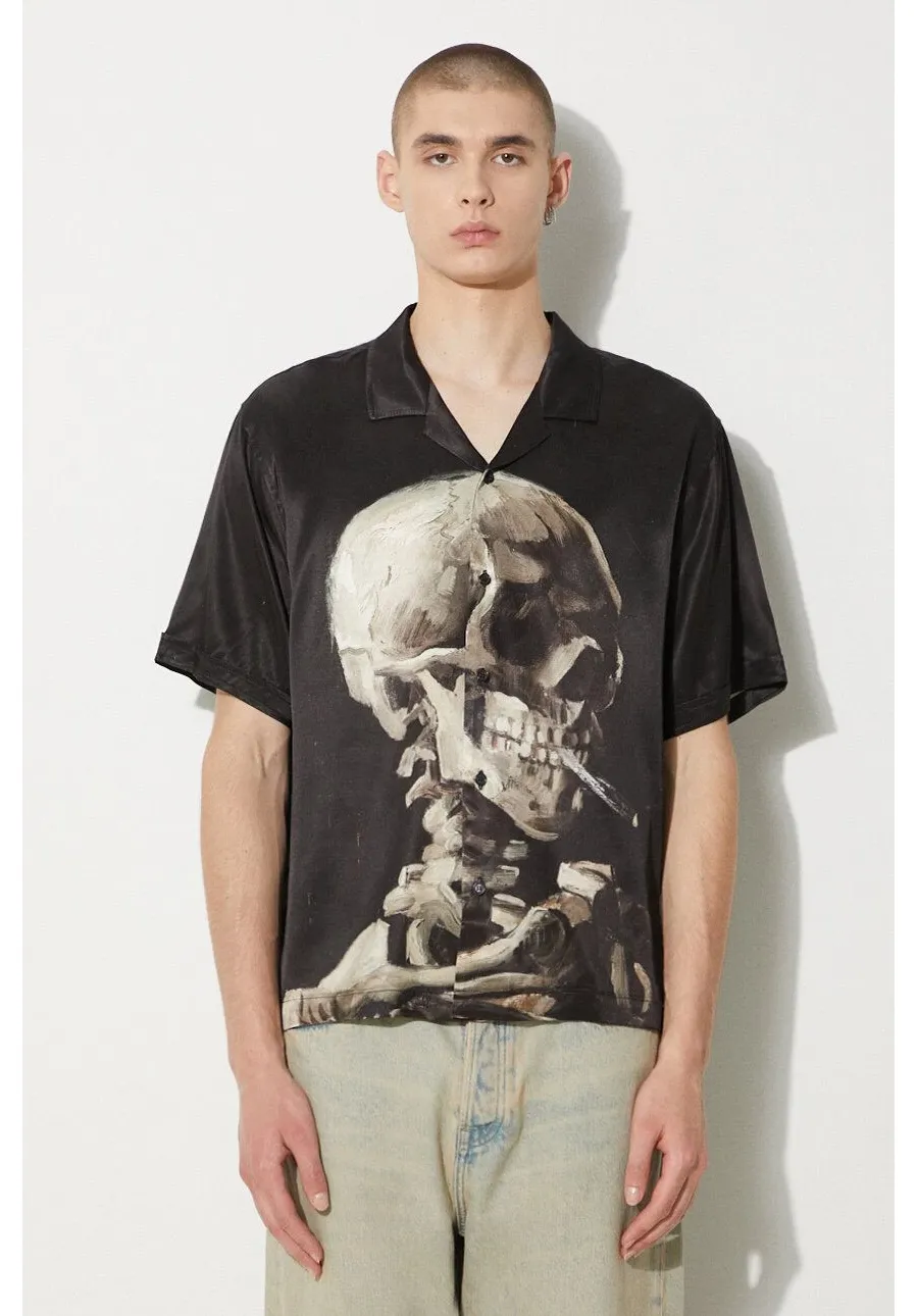 obrazek 1 STAMPD koszula Skeleton Camp Collar Buttondown męska kolor czarny relaxed SLA-M3142BD-SKL