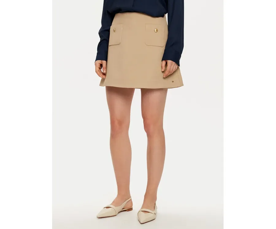 obrazek 1 Tommy Hilfiger Spódnica mini WW0WW44994 Beżowy Regular Fit