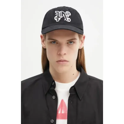 Zdjęcie Palm Angels czapka z daszkiem bawełniana Monogram kolor czarny z aplikacją PMLB094C99FAB0021001