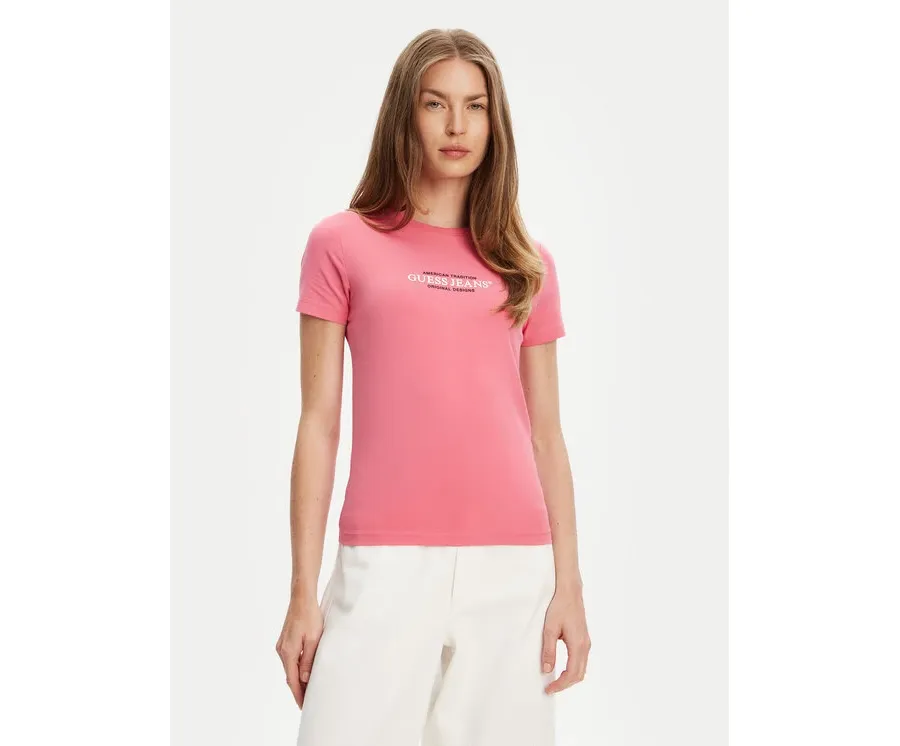 obrazek 1 Guess Jeans T-Shirt W4YI03 J1314 Różowy Slim Fit
