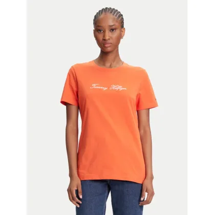 Zdjęcie Tommy Hilfiger T-Shirt Script WW0WW45746 Pomarańczowy Regular Fit