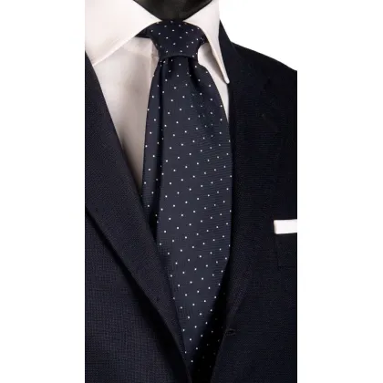 Zdjęcie Męski niebieski krawat w białe kropki