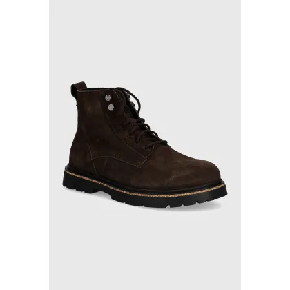Zdjęcie Birkenstock buty zamszowe Highwood Lace Mid męskie kolor brązowy 1028931