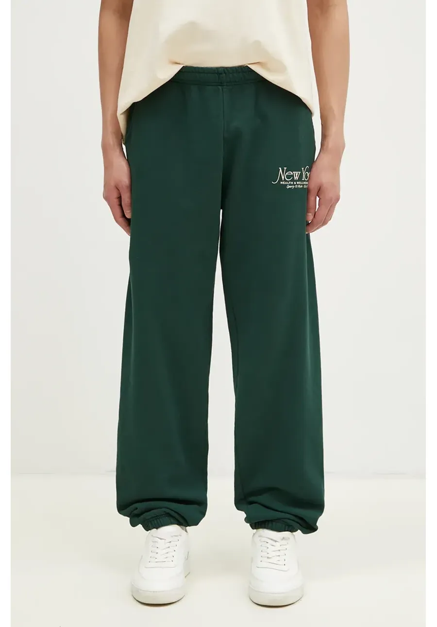 obrazek 1 Sporty & Rich spodnie dresowe bawełniane NY 94 kolor zielony z nadrukiem PA036506034GR10