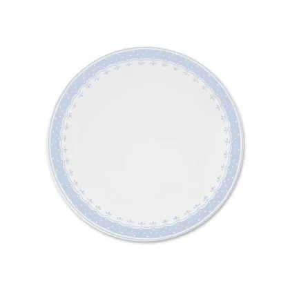 Zdjęcie Ekskluzywny płaski porcelanowy talerz zdobiony jasnoniebieskim ornamentem - Leander