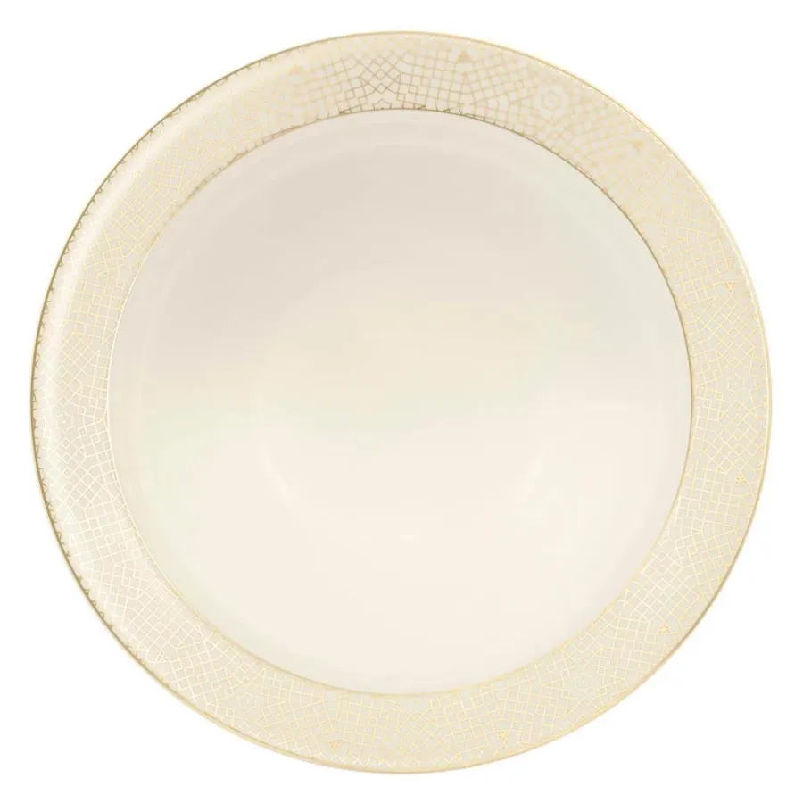 obrazek 2 Stylowa okrągła duża miska z porcelany zdobiona złotym wzorem – Tettau
