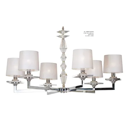 Zdjęcie Piękny żyrandol z kryształowymi wstawkami i materiałowymi kloszami - Il Paralume Marina