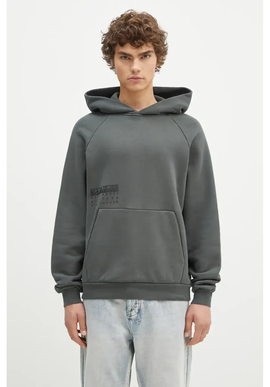 obrazek 1 Napapijri bluza bawełniana B-Premium H męska kolor zielony z kapturem z nadrukiem NP0A4I6MG1S1