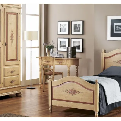 Zdjęcie Biurko z 2 szufladami z wykończeniem w kolorze antycznej kości słoniowej i ozdobami w kolorze antycznej czerwieni - Zanini