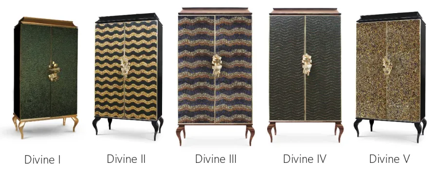 picture 2 Luxurious two-door wardrobe with a golden leaf finish