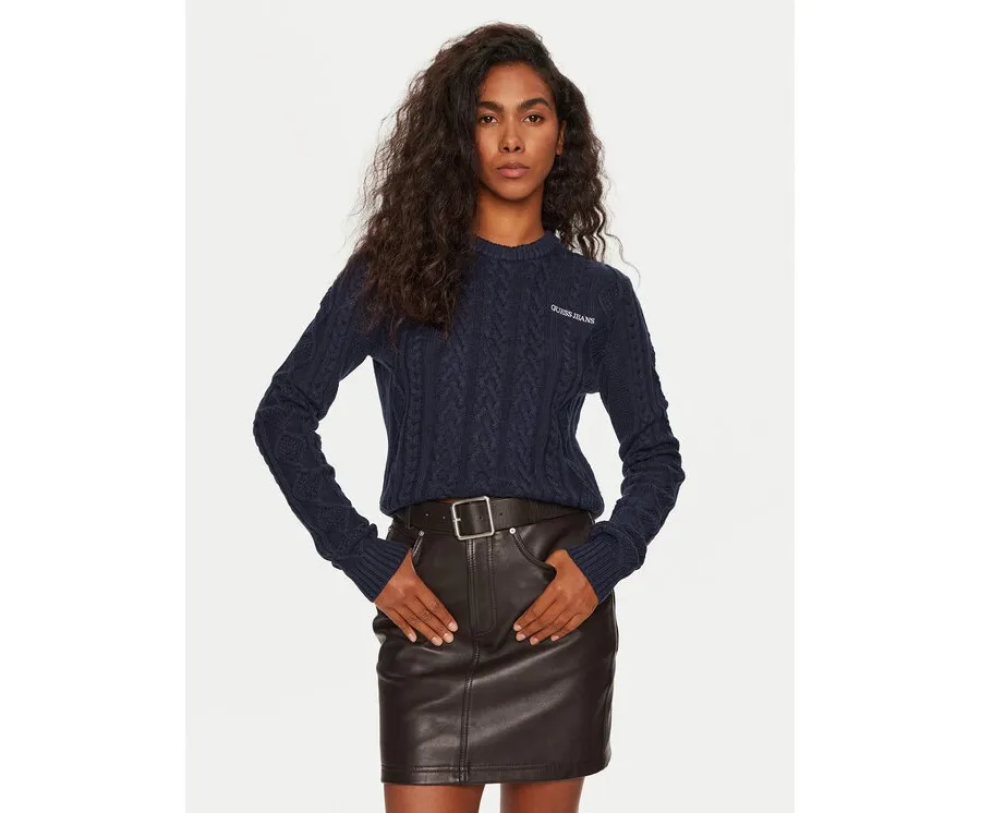 obrazek 1 Guess Jeans Sweter W4BR13 Z3HN2 Granatowy Regular Fit