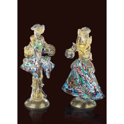 Zdjęcie Gustowna wenecka dama i rycerz z kolekcji Goldoniego ze szkła Murano