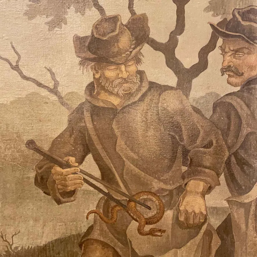 obrazek 10 Para francuskich obrazów rodzajowych 1945, Chemik i łowcy węży Borghetto JJ