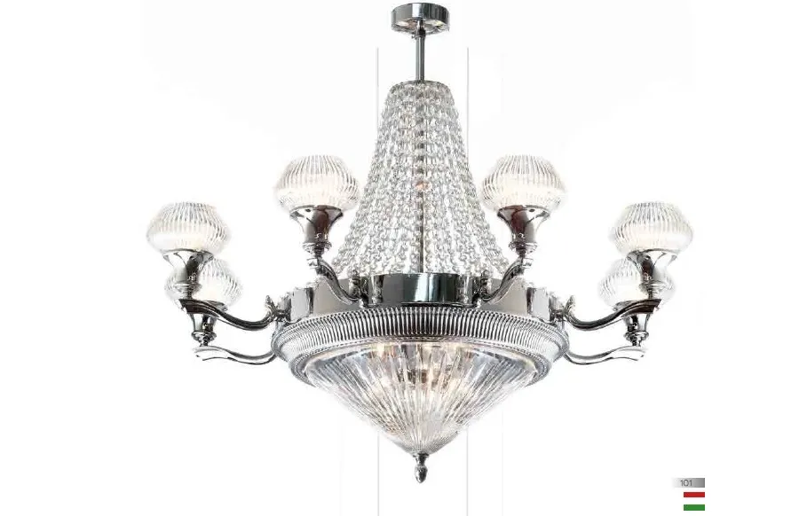 obrazek 1 Żyrandol z ręcznie wycinanym włoskim kryształem i wisiorkami Swarovski Spectra - Il Paralume Marina