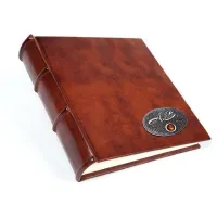 Picture Luxurious leather photo album with amber and initials