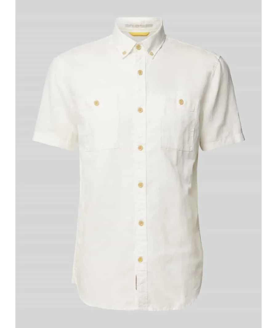 obrazek 1 Koszula casualowa z mieszanki lnu i bawełny z kołnierzykiem typu button down