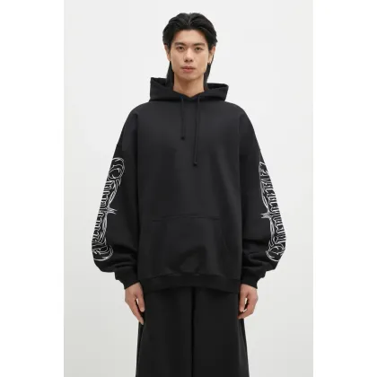 Zdjęcie VETEMENTS bluza Metal Embroidered Oversized męska kolor czarny z kapturem z aplikacją UA66HD750B