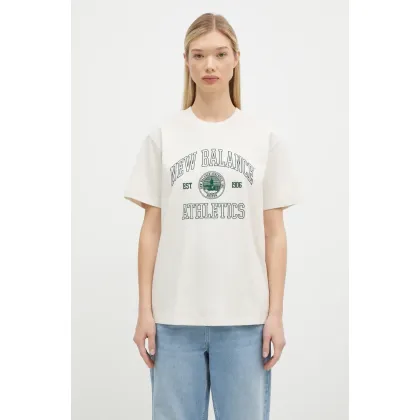 Zdjęcie New Balance t-shirt bawełniany damski kolor beżowy WT43548LIT