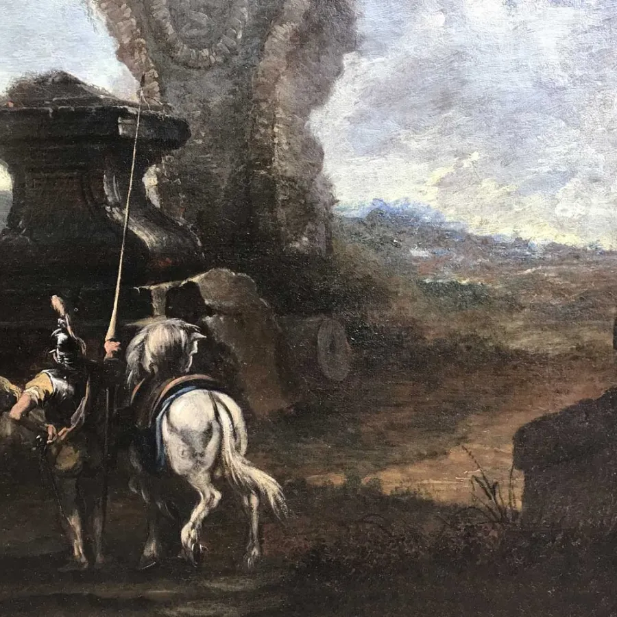 obrazek 7 Capriccio z ruinami i figurami, obraz olejny na płótnie, z początku XVIII wieku