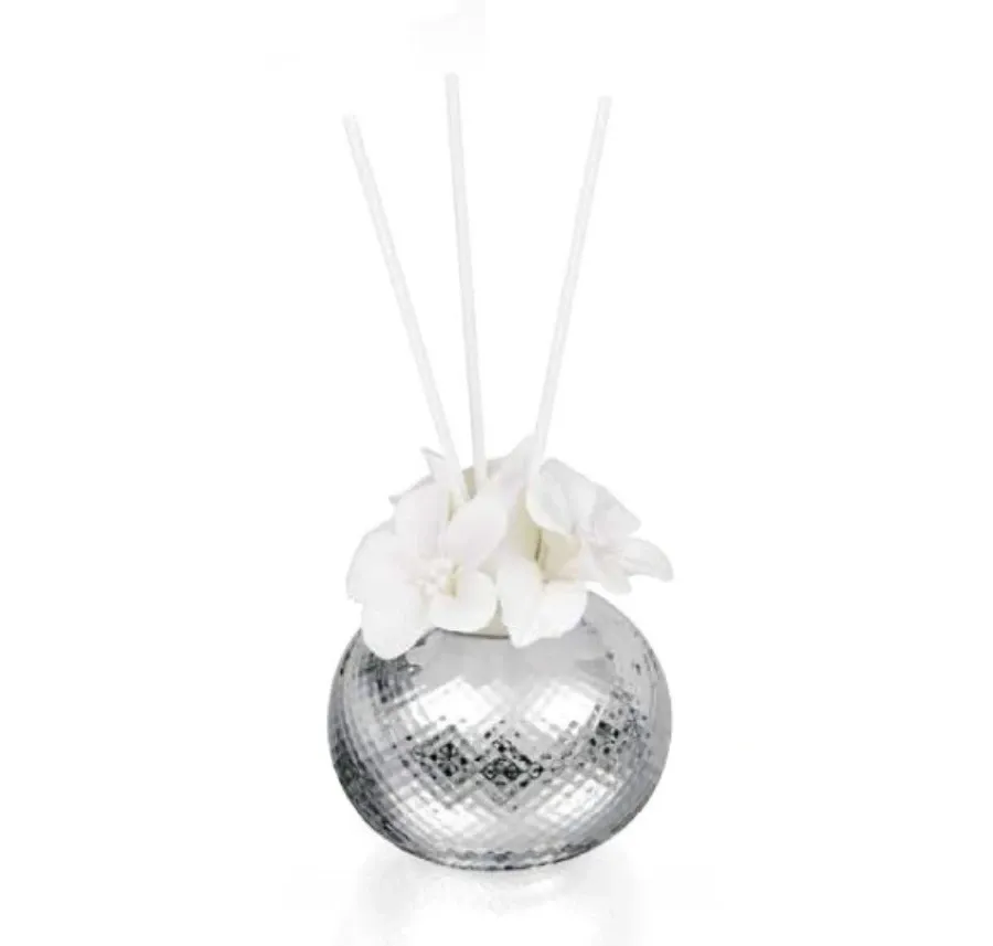 picture 1 A beautiful silver air freshener in the shape of a ball with wild roses