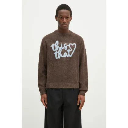 Zdjęcie thisisneverthat sweter Heart Logo Knit Sweater męski kolor brązowy TN243KKNPK11