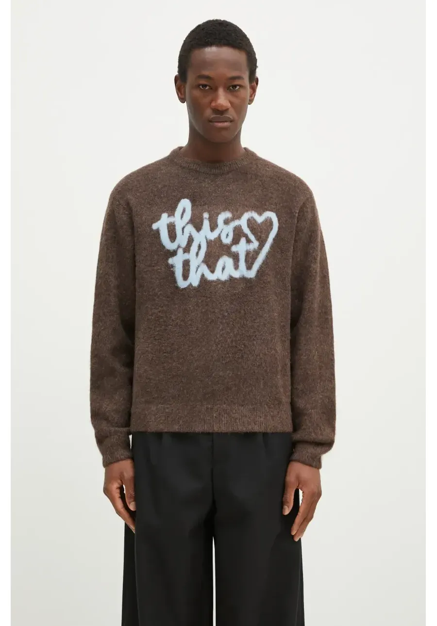 obrazek 1 thisisneverthat sweter Heart Logo Knit Sweater męski kolor brązowy TN243KKNPK11