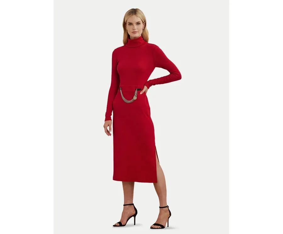 obrazek 1 LAUREN RALPH LAUREN Sukienka dzianinowa 250951822002 Czerwony Slim Fit