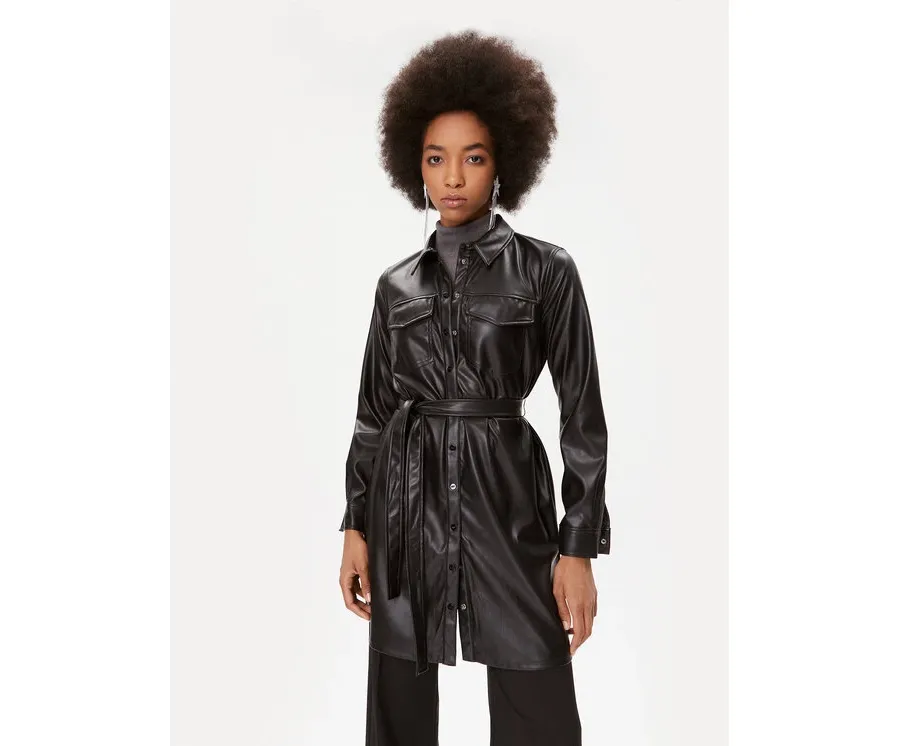 obrazek 1 DKNY Sukienka skórzana P2HBTO59 Czarny Regular Fit