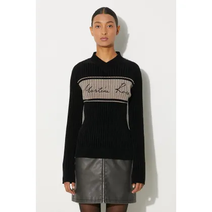 Zdjęcie Martine Rose sweter Chenille V-Neck Jumper kolor czarny 946YA02008
