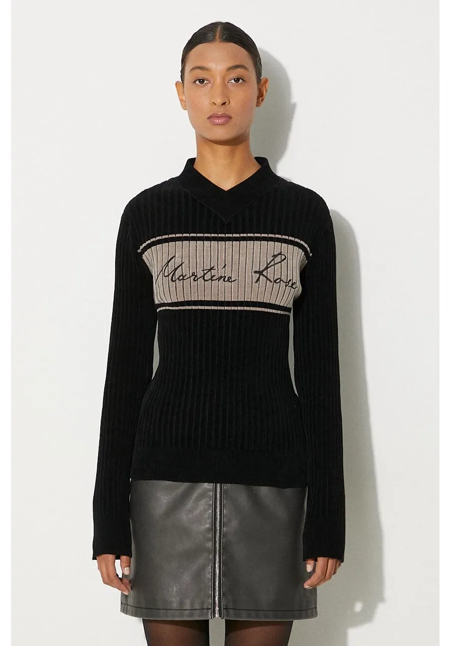 obrazek 1 Martine Rose sweter Chenille V-Neck Jumper kolor czarny  946YA02008