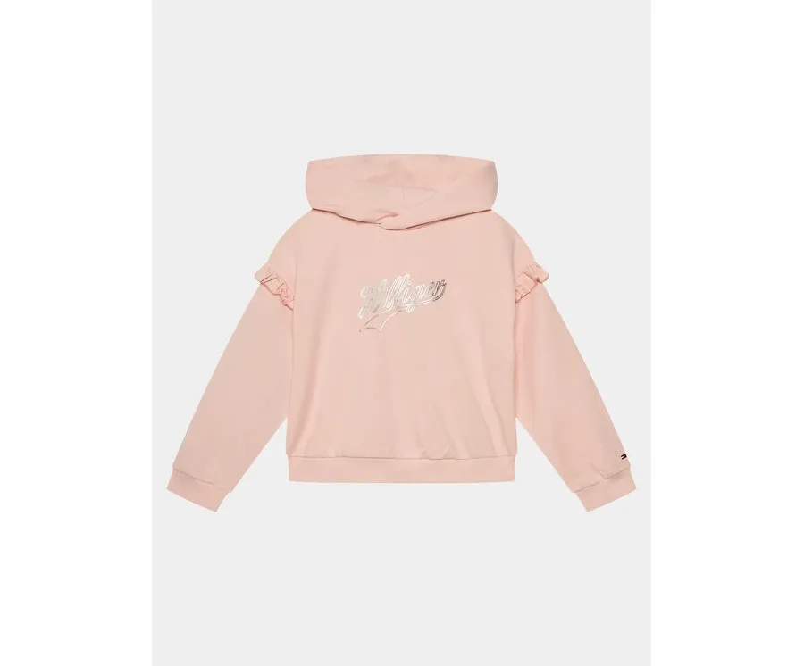 obrazek 1 Tommy Hilfiger Bluza Hilfiger Script Ruffle Hoodie KG0KG07720 Różowy Regular Fit