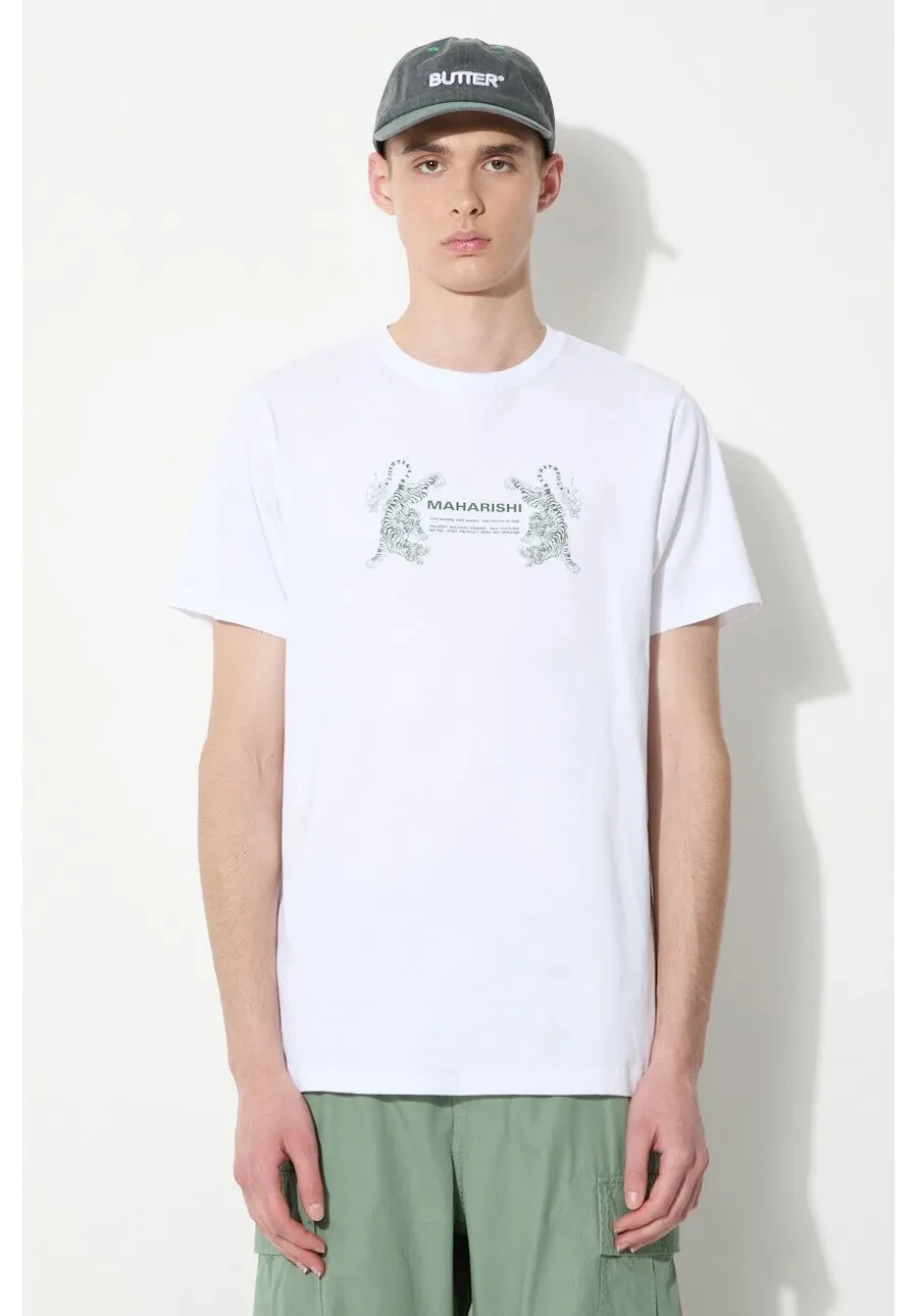 obrazek 1 Maharishi t-shirt bawełniany Double Tigers Miltype męski kolor biały z nadrukiem 1305.WHITE