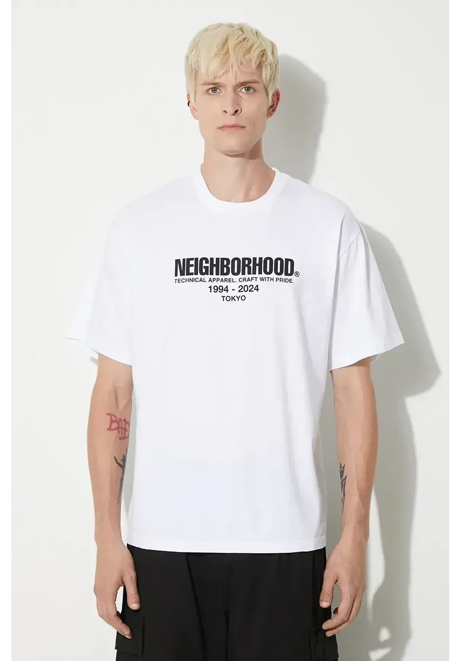 obrazek 1 NEIGHBORHOOD t-shirt Tee SS-2 męski kolor biały z nadrukiem 241PCNH.ST02