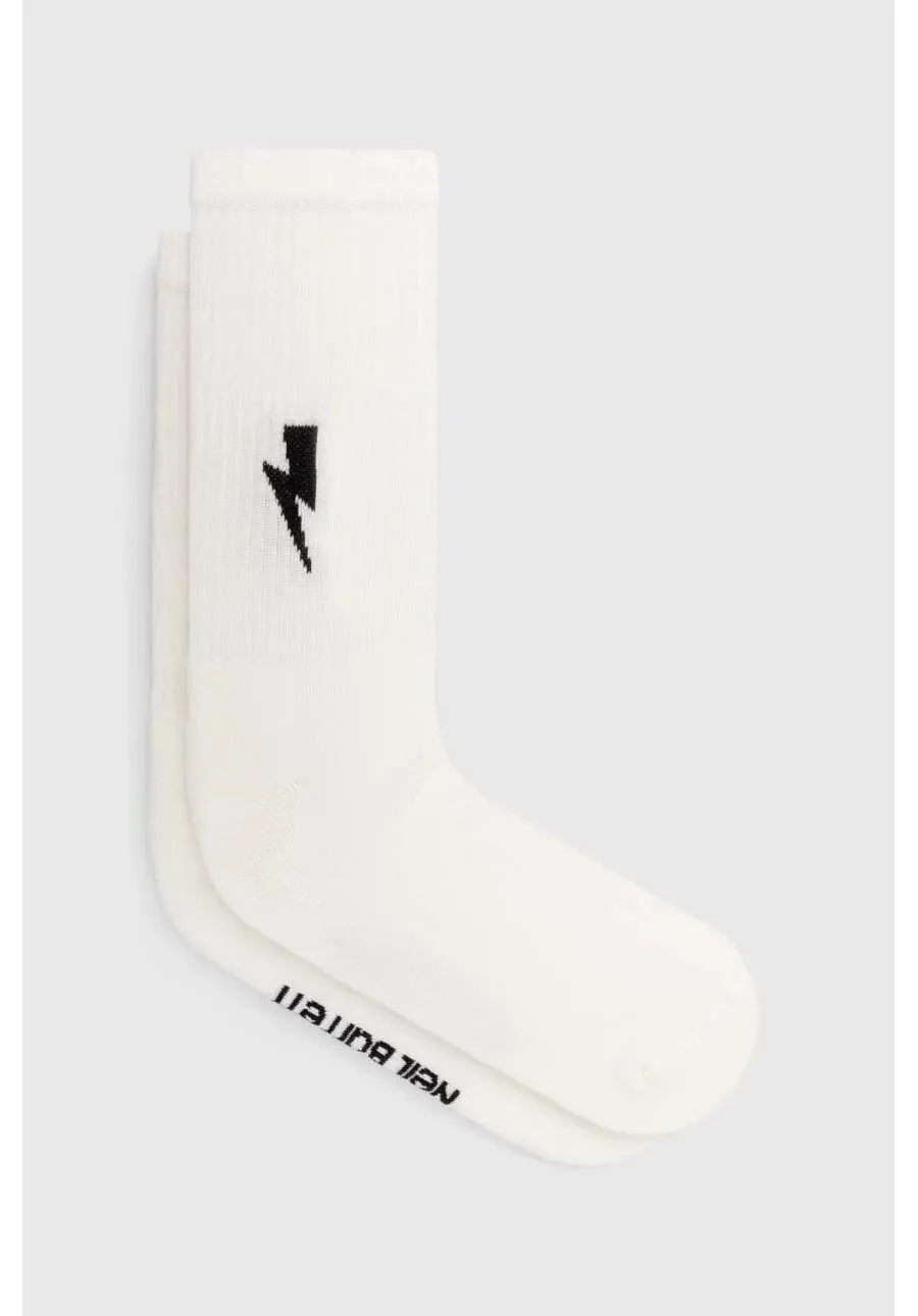 obrazek 1 Neil Barett skarpetki BOLT COTTON SKATE SOCKS kolor biały PBAC116.C9400.238