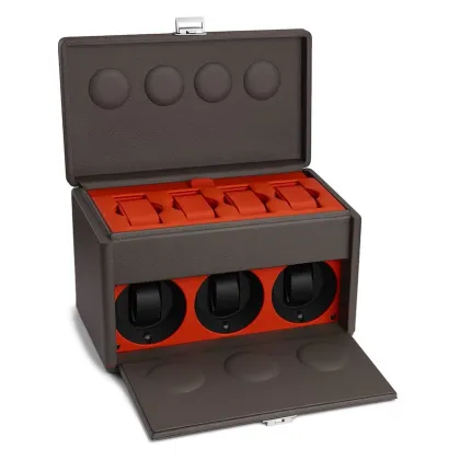 Zdjęcie Oryginalne etui ze skóry cielęcej na 4 zegarki wraz z 3 rotomatami zasilanymi bateriami