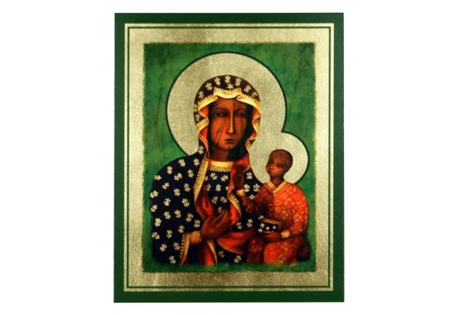 obrazek 1 Wyjątkowa Ikona Złocona Matka Boska Częstochowska 10x13 cm