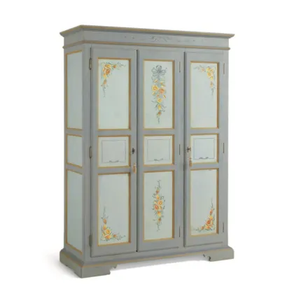 Zdjęcie Gustowna włoska trzydrzwiowa szafa z litego drewna z płytkami