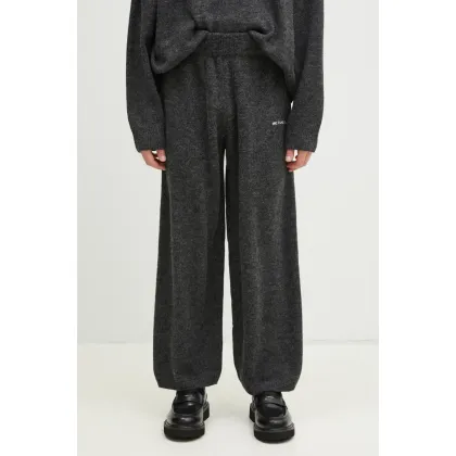 Zdjęcie MKI MIYUKI ZOKU spodnie dresowe z domieszką wełny Mohair Blend Knit Wide Leg Joggers męskie kolor szary melanżowe MOHAIR.BLEND.KNIT.WIDE.