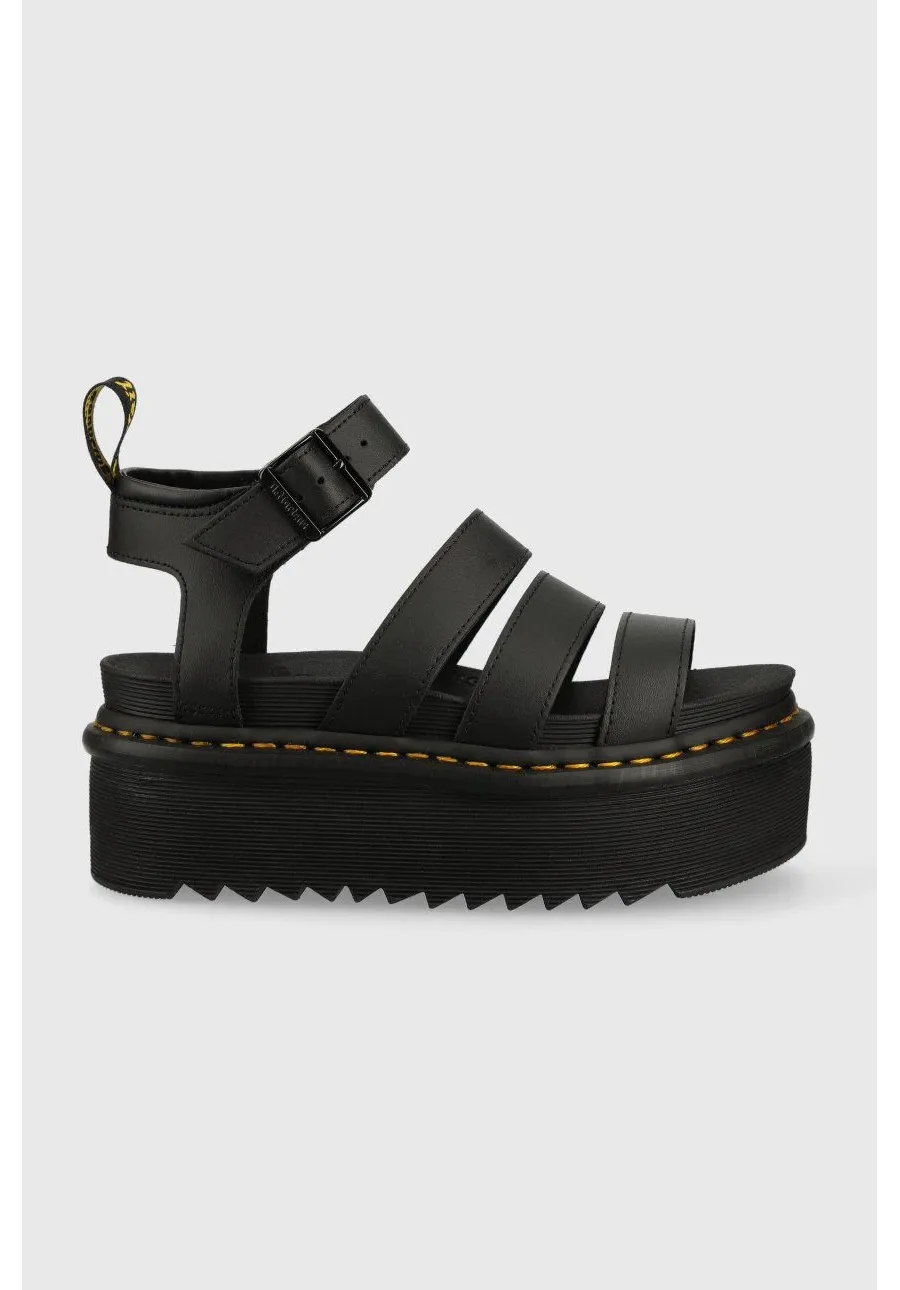 obrazek 1 Dr. Martens sandały skórzane Blaire Quad damskie kolor czarny na platformie DM27296001
