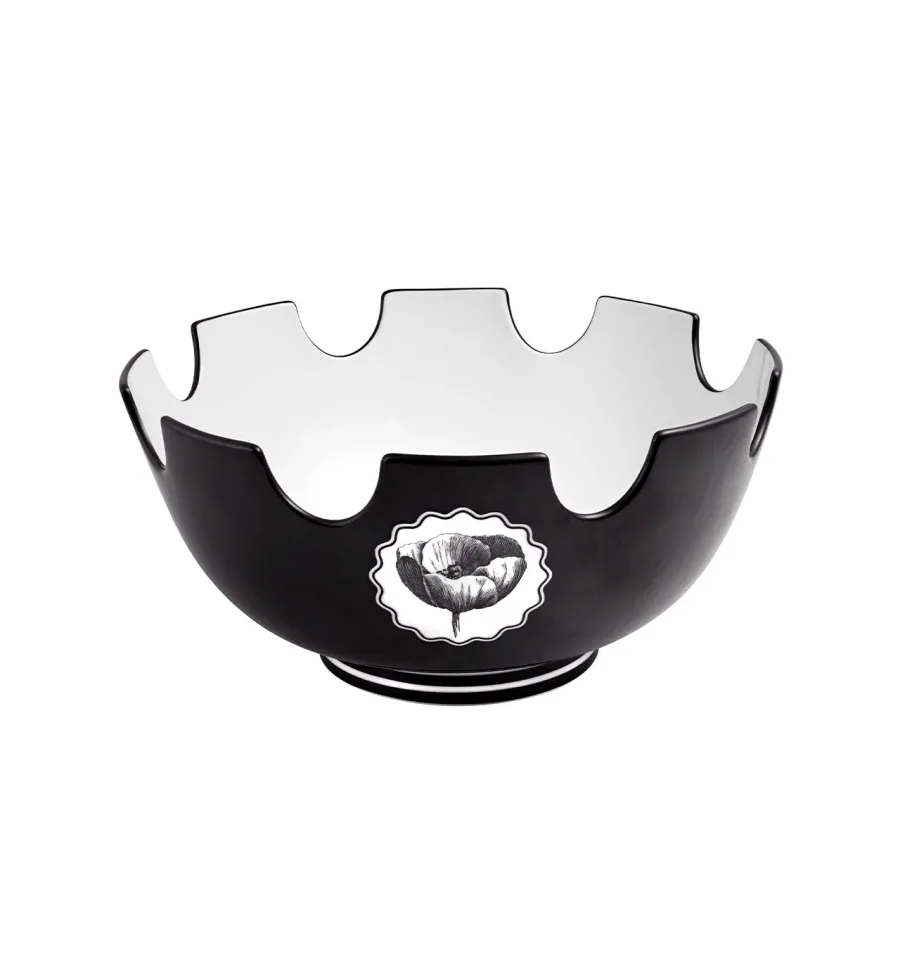 obrazek 1 Porcelanowa czarna miska na sałatki Herbariae z motywem inspirowanym makiem - Vista Alegre