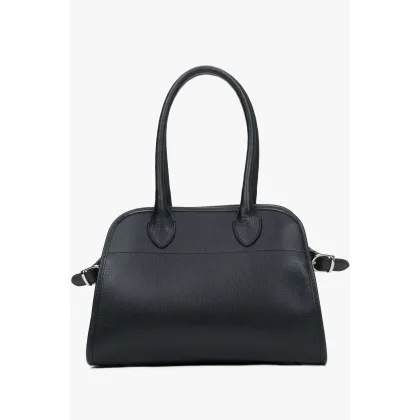 Zdjęcie Estro: Poręczna czarna torebka damska typu kuferek z włoskiej skóry Premium