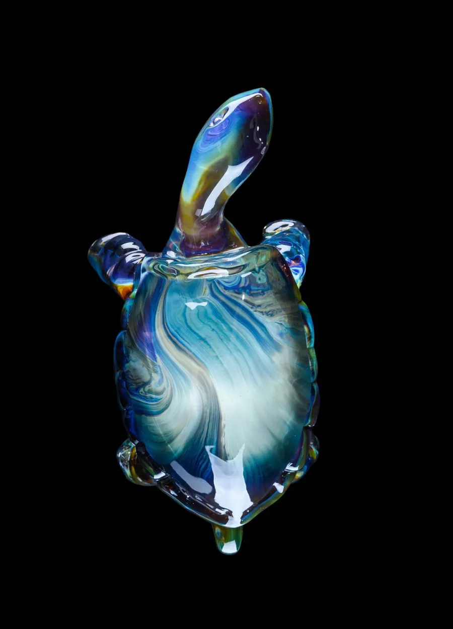 obrazek 1 Designerska rzeźba żółw w chalcedonie ze szkła Murano rozmiar L