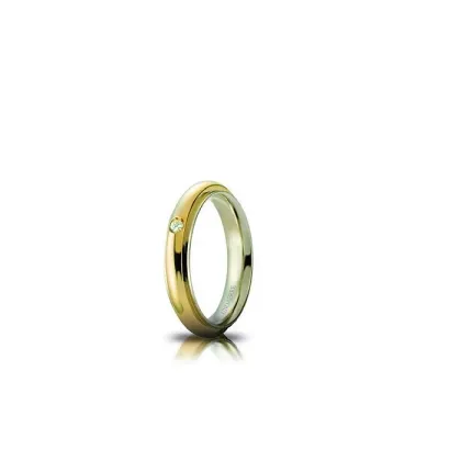 Zdjęcie Prestiżowa obrączka z białego i żółtego złota z diamentem o masie 0,03 ct. 4mm szerokości.