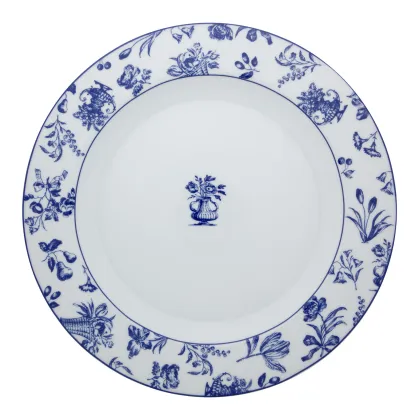 Zdjęcie Płaski okrągły porcelanowy talerz Chintz Azul z błękitnym roślinnym motywem - Vista Alegre