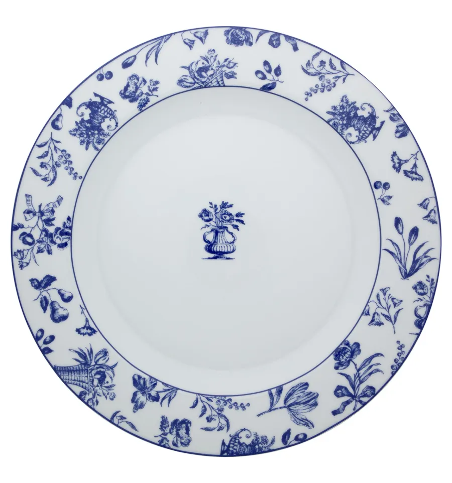 obrazek 1 Płaski okrągły porcelanowy talerz Chintz Azul z błękitnym roślinnym motywem - Vista Alegre